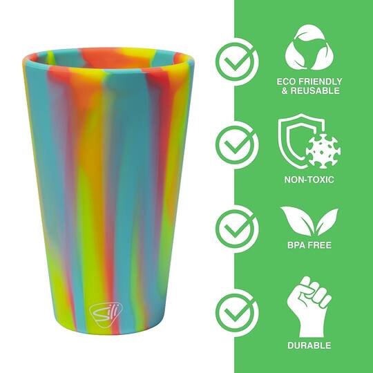 Silipint® 16oz. Sugar Rush & Aqua Silicone Pint Glasses, 2ct.